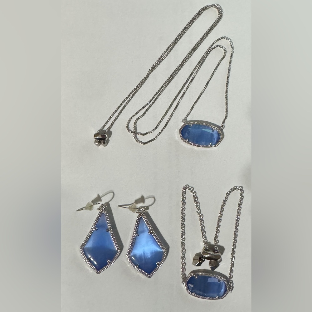 Kendra Scott Elaina bracelet, Elisa long chain necklace , Alex earrings